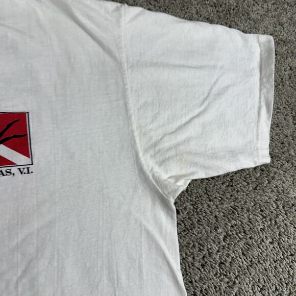 Vintage St. Thomas V.I. Shirt Mens Extra Large White Scuba Diving Oneita 90s - Picture 9 of 13